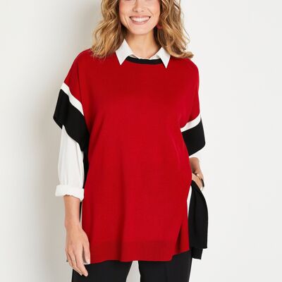 Jersey poncho largo liso cuello redondo