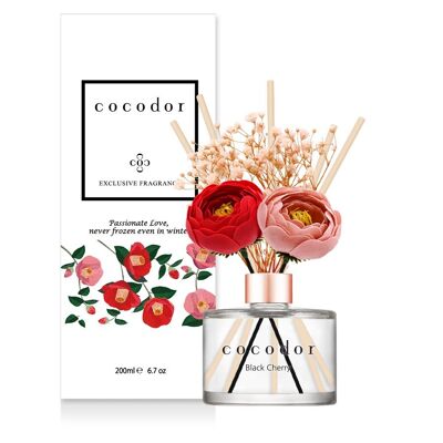Cocodor Difusor de flores de Camelia 200 ml - Fragancia cereza negra