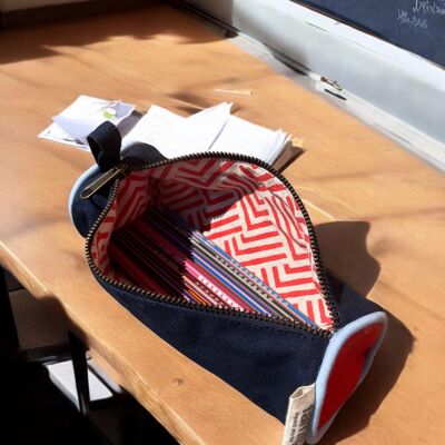 Estuche, mochila escolar rojo/azul marino