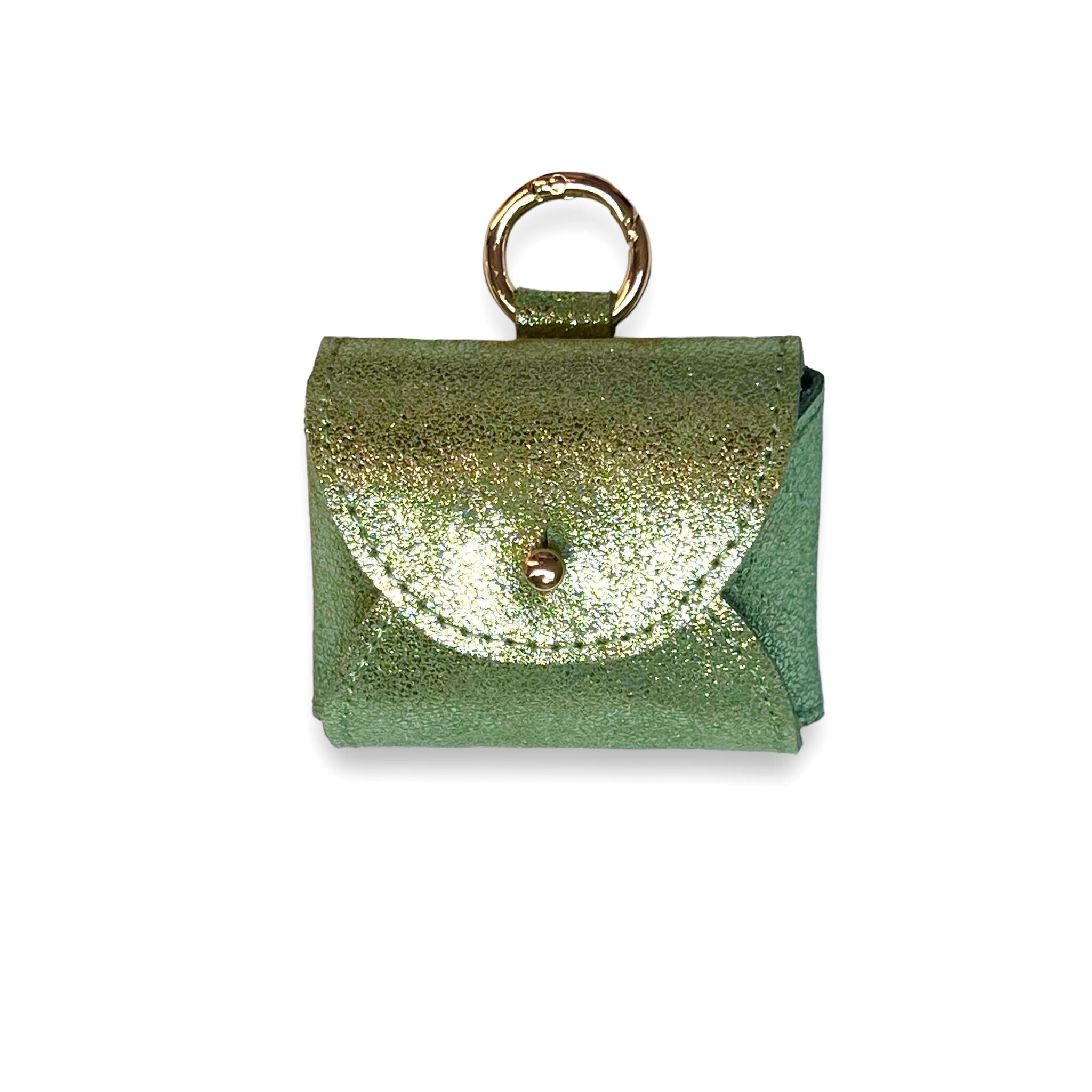 Étui en cuir pour Airpods Vert d'Eau métallisé