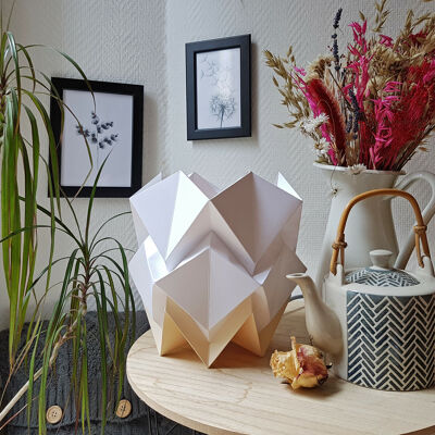Bicolour Origami Table Lamp - S - Vanilla