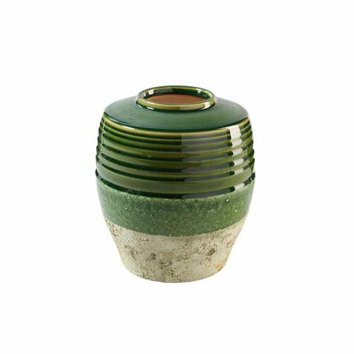Dekovase aus Keramik grün/grau