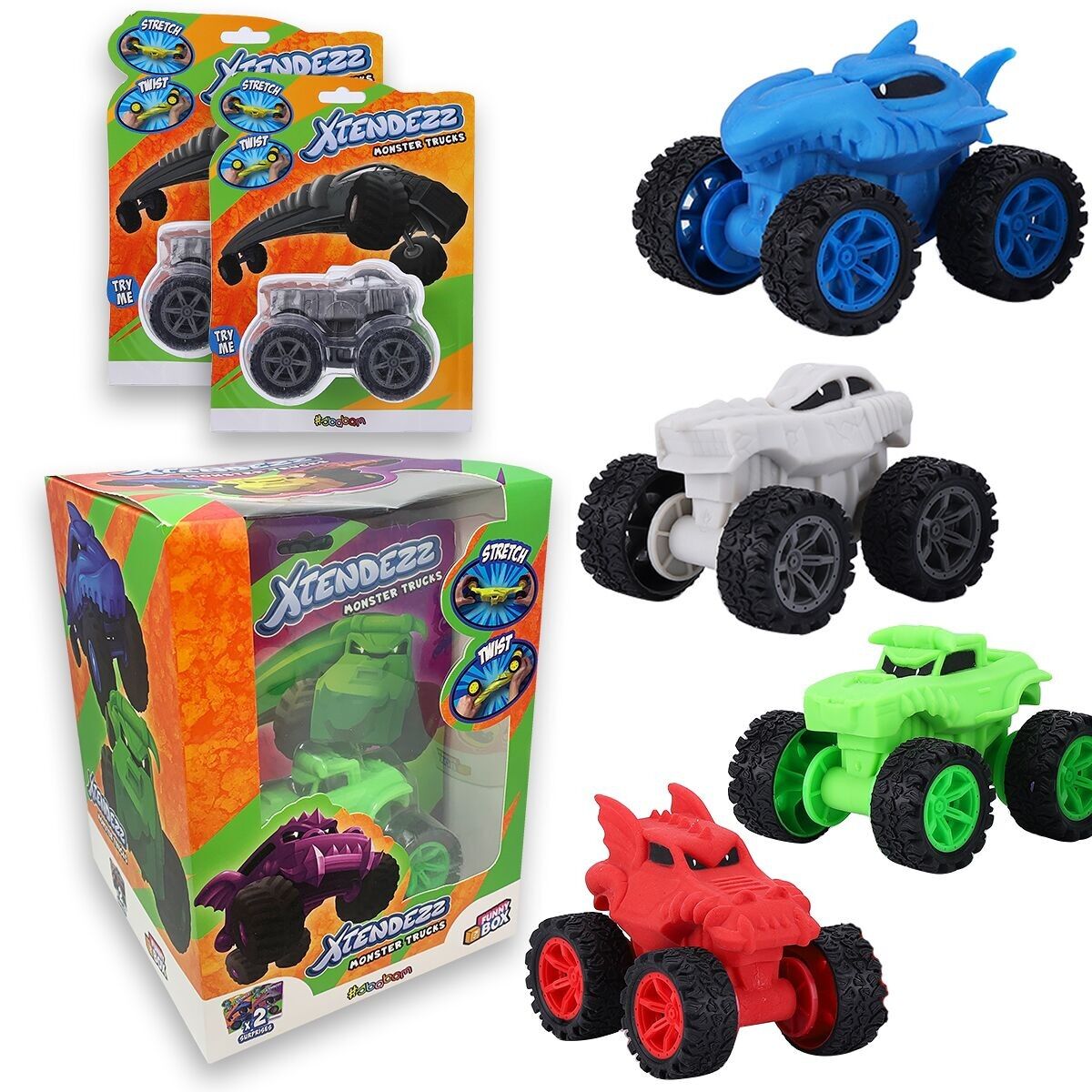 Xtendezz Monster Trucks: Lustige Box mit 2 verschiedenen Fahrzeugen