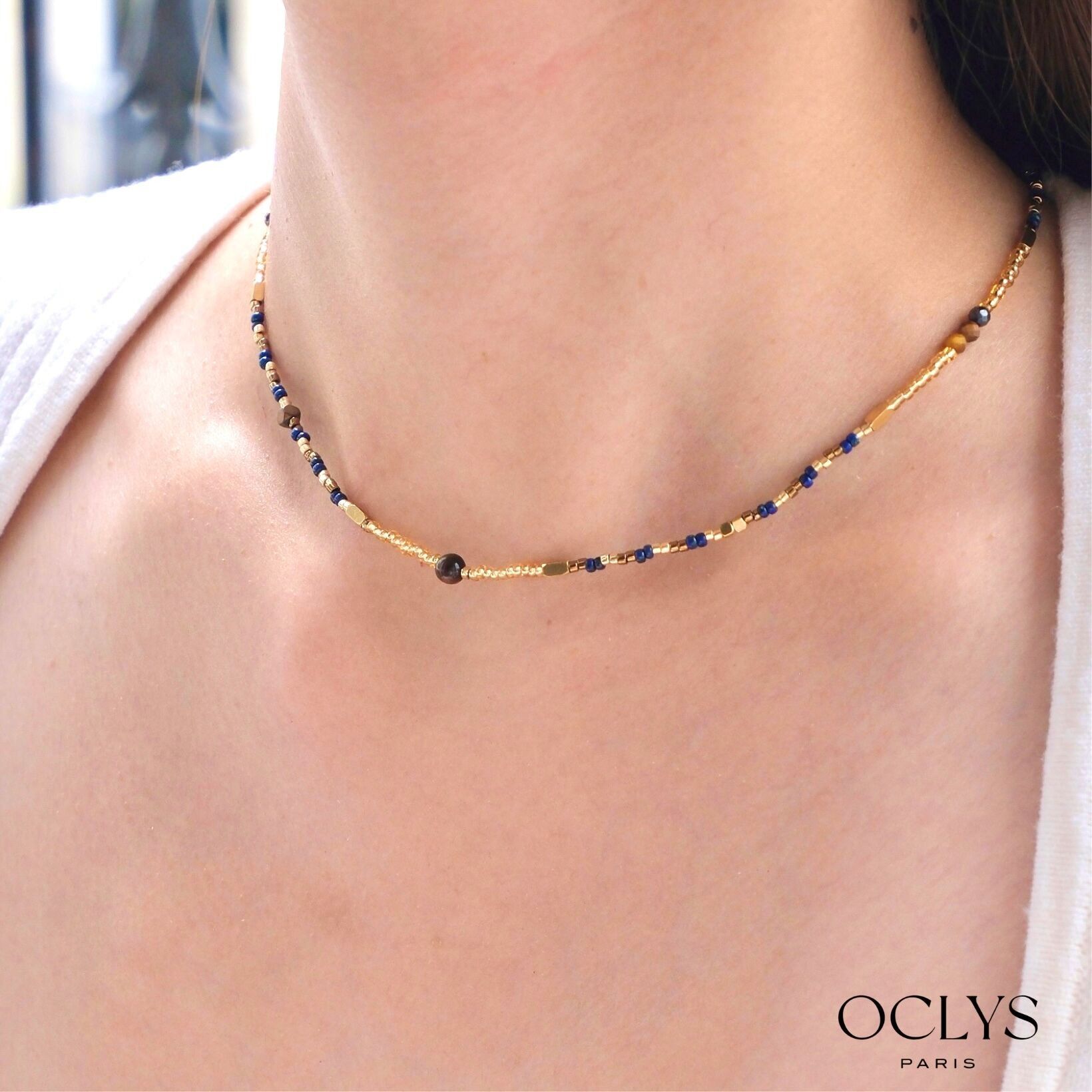 Collana Lidia in acciaio inossidabile con pietre naturali