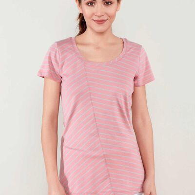 T-shirt a righe asimmetriche realizzata in cotone biologico