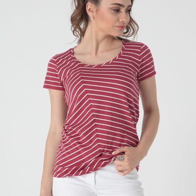 T-shirt a righe asimmetriche realizzata in cotone biologico