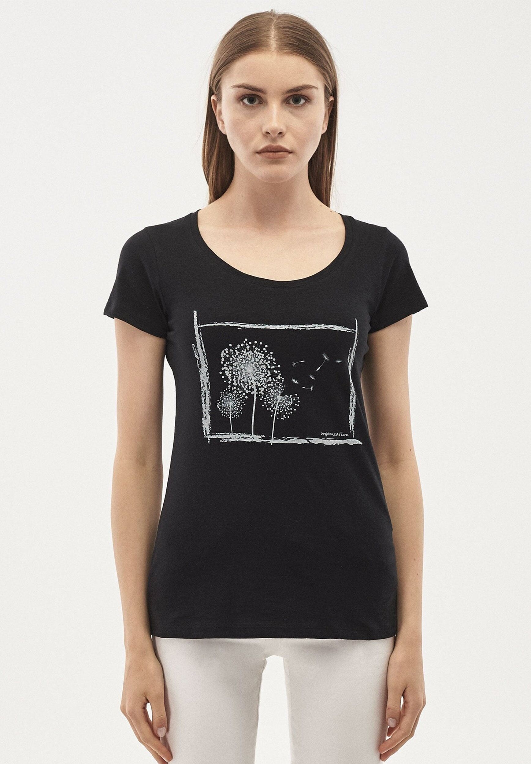 T-shirt in cotone biologico con stampa di tarassaco