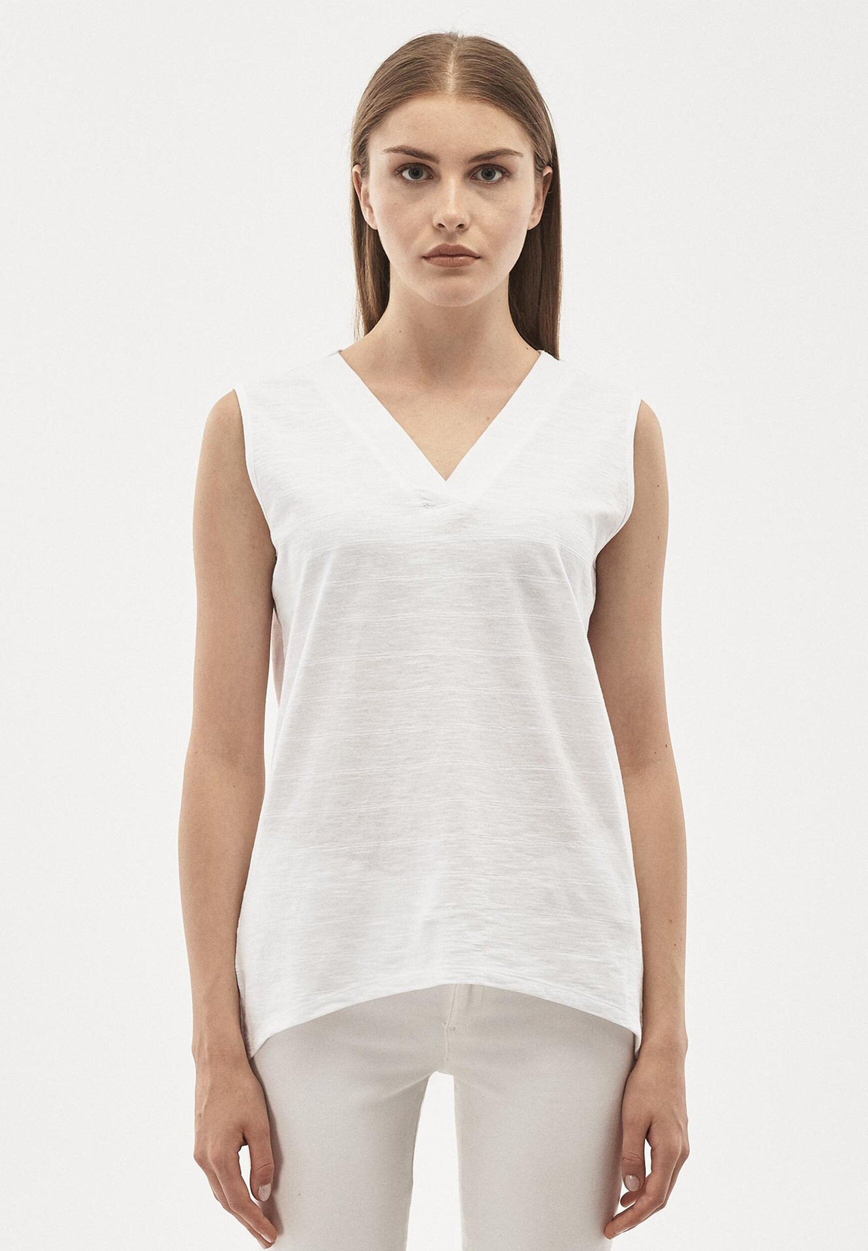 Top in cotone biologico in jersey fiammato jacquard