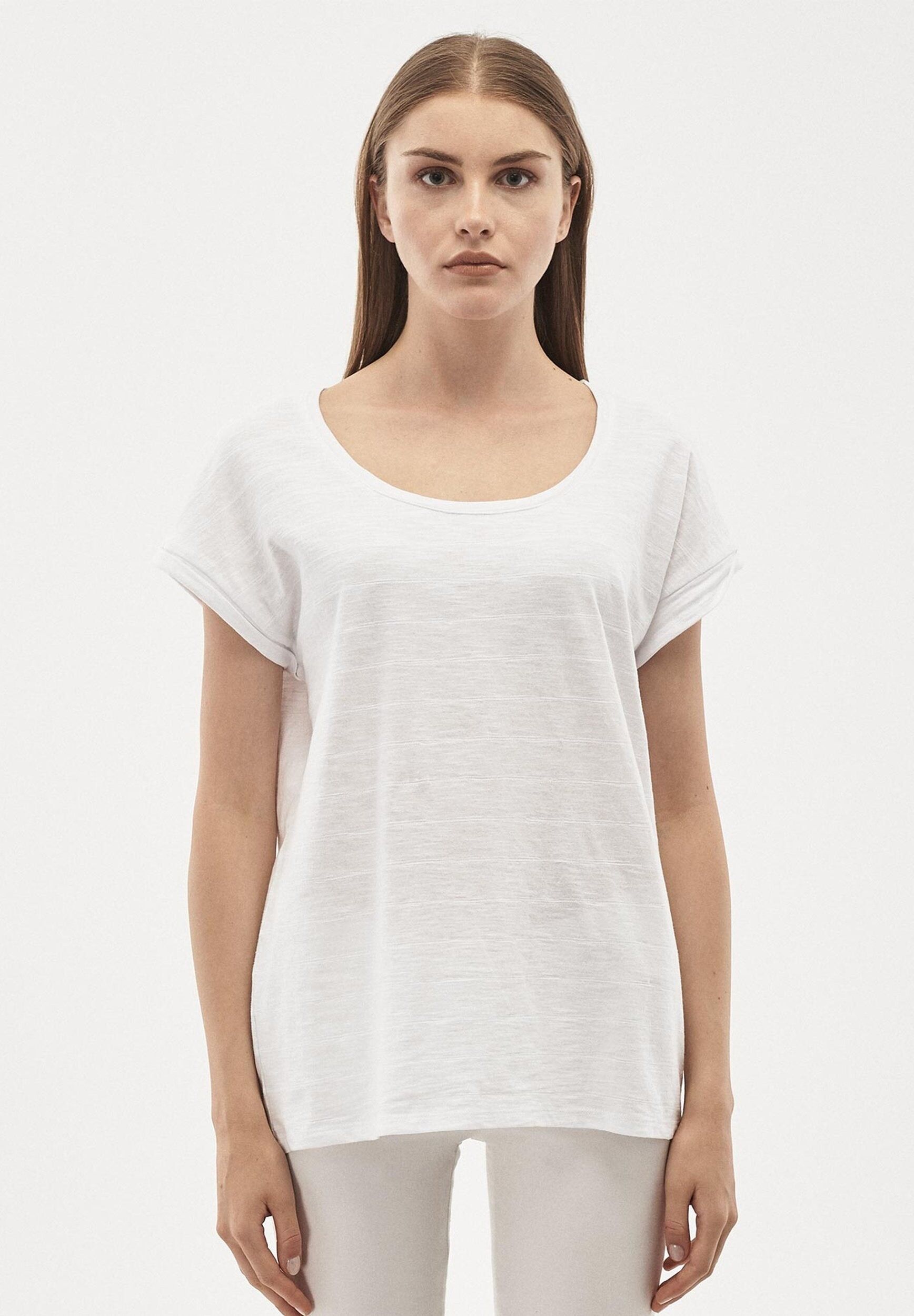 T-shirt in cotone biologico con motivo jacquard