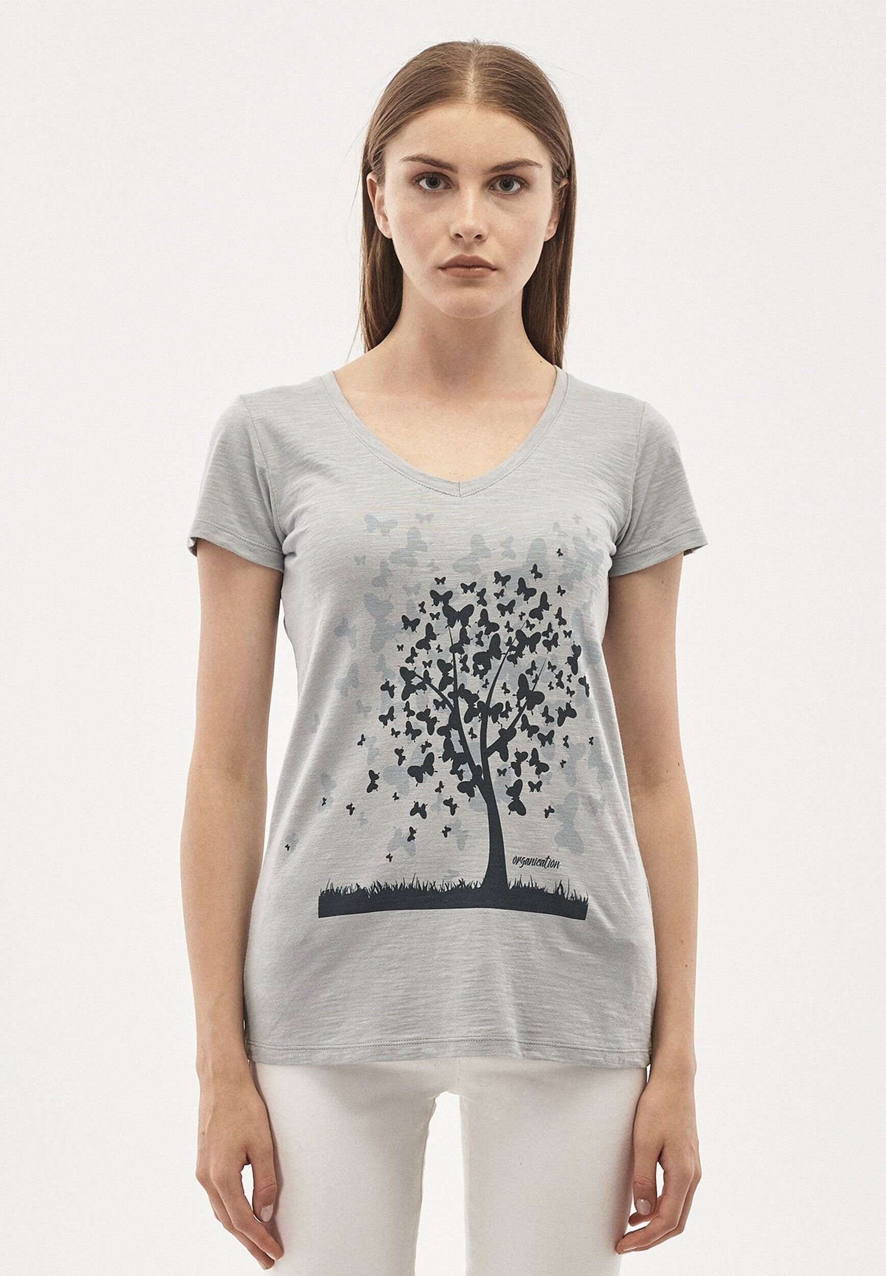 T-shirt in cotone biologico con stampa albero