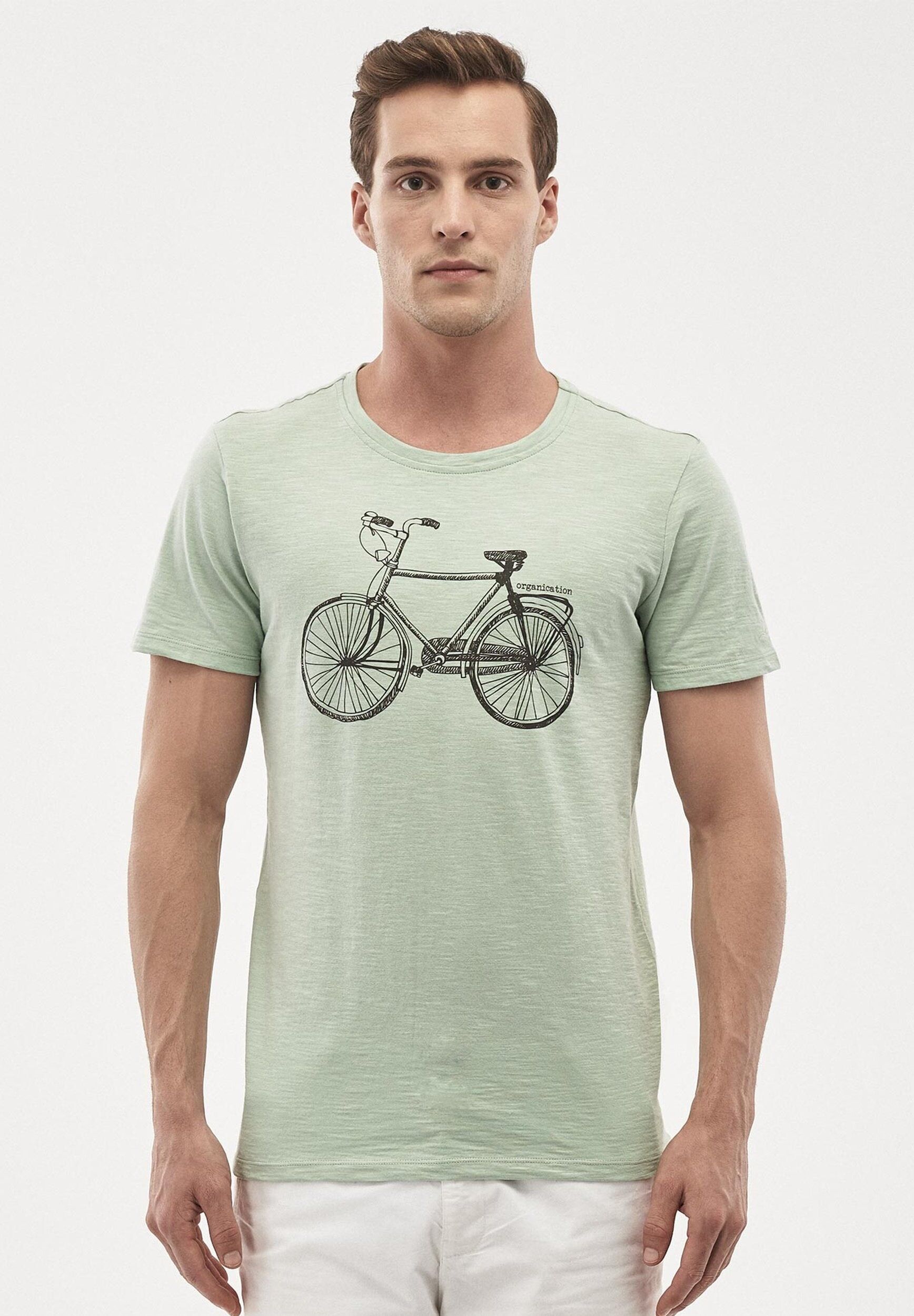 T-shirt in cotone biologico con stampa di biciclette