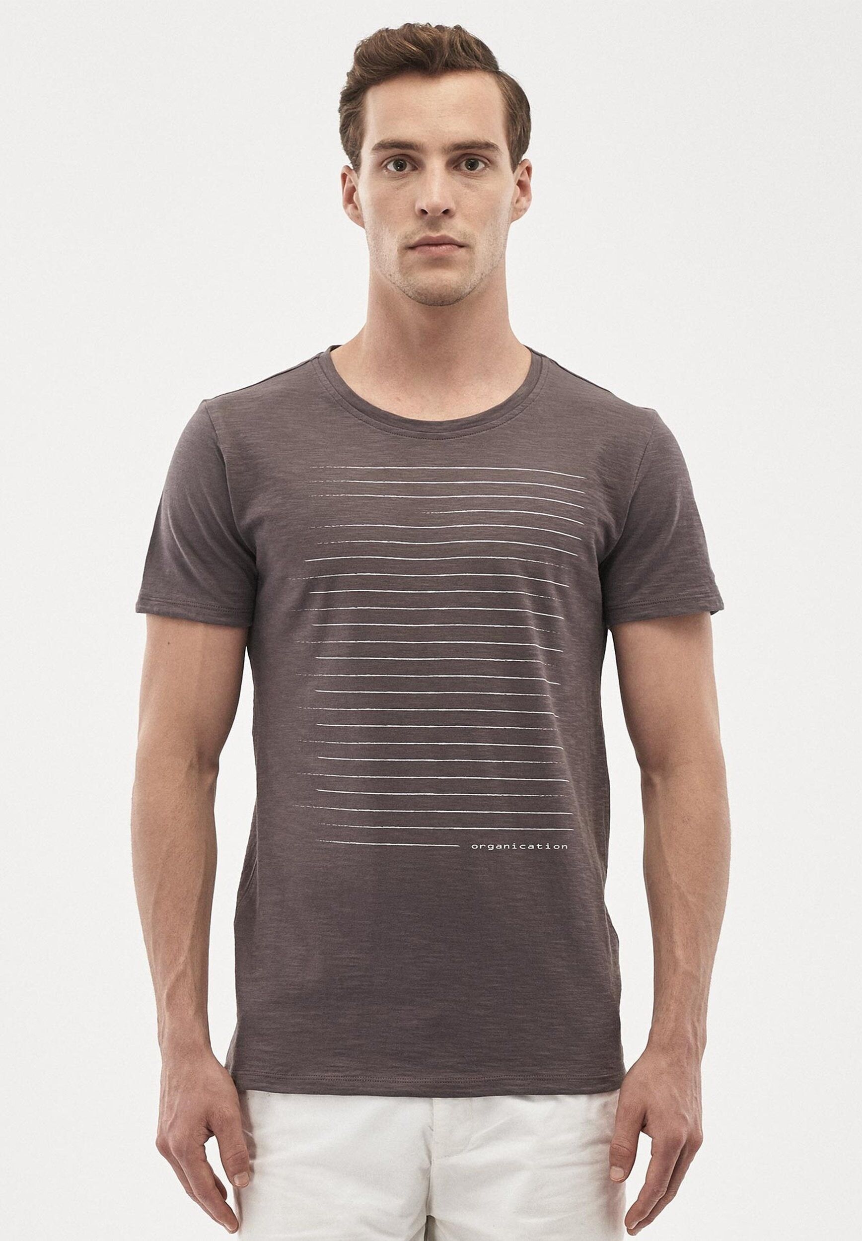 T-shirt in cotone biologico con stampa di linee