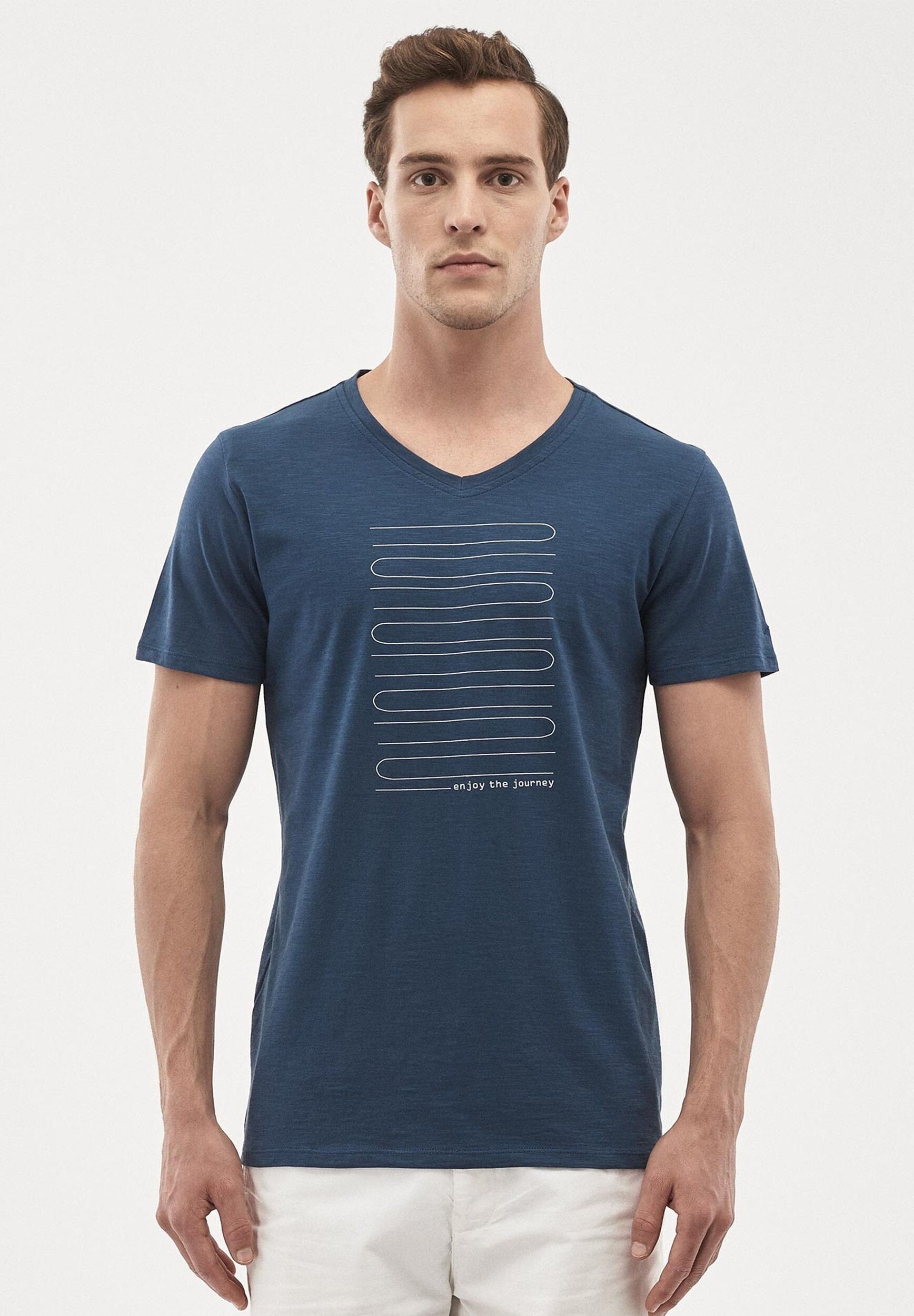 T-shirt in cotone biologico con stampa di linee