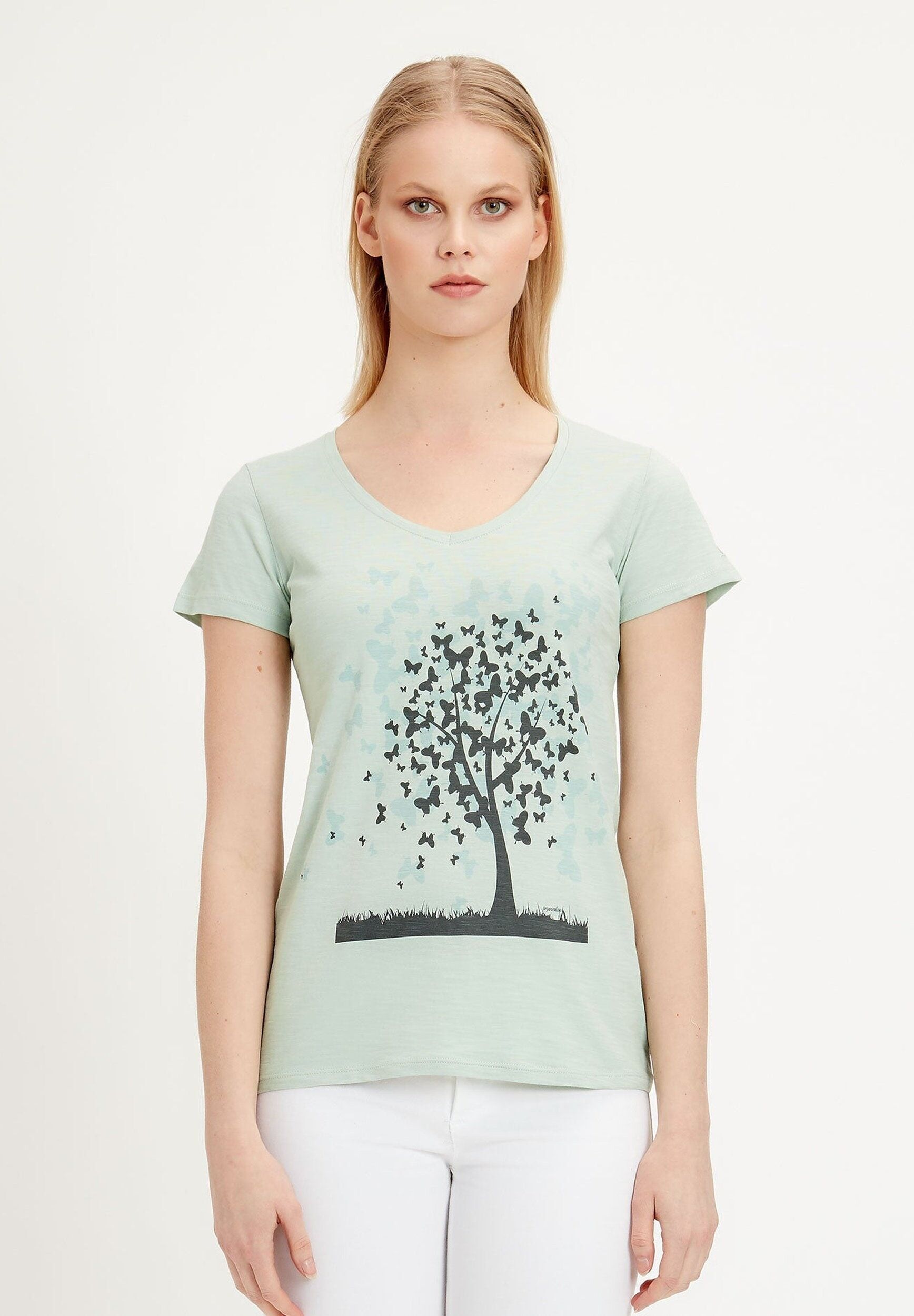 T-shirt in cotone biologico con stampa albero