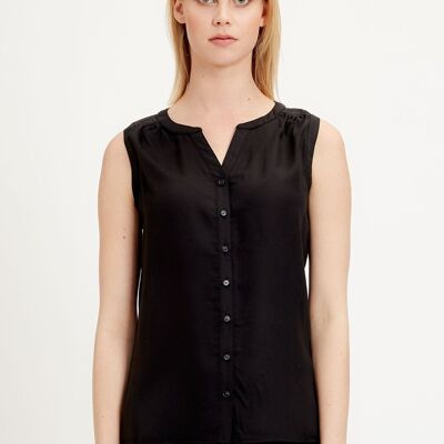 Blouse top made of TENCEL™ Lyocell with full-length button placket