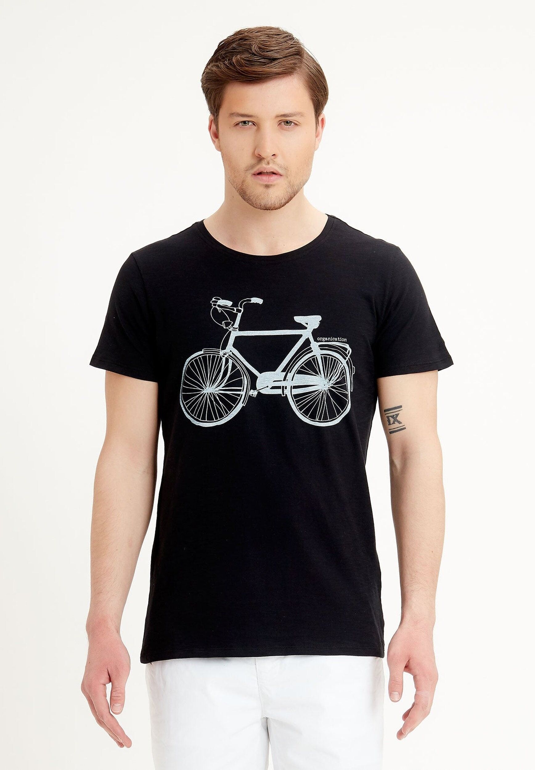 T-shirt in cotone biologico con stampa di biciclette
