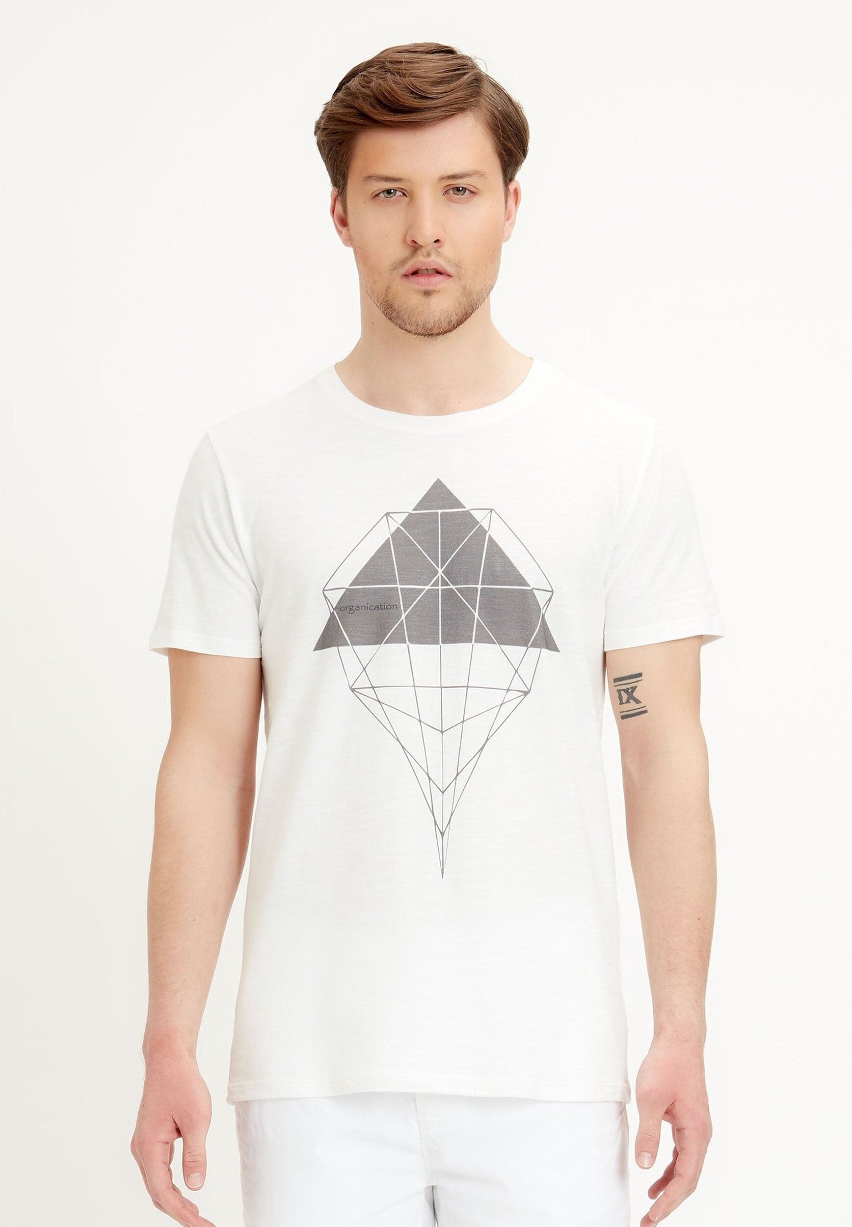 T-shirt in cotone biologico con stampa geometrica