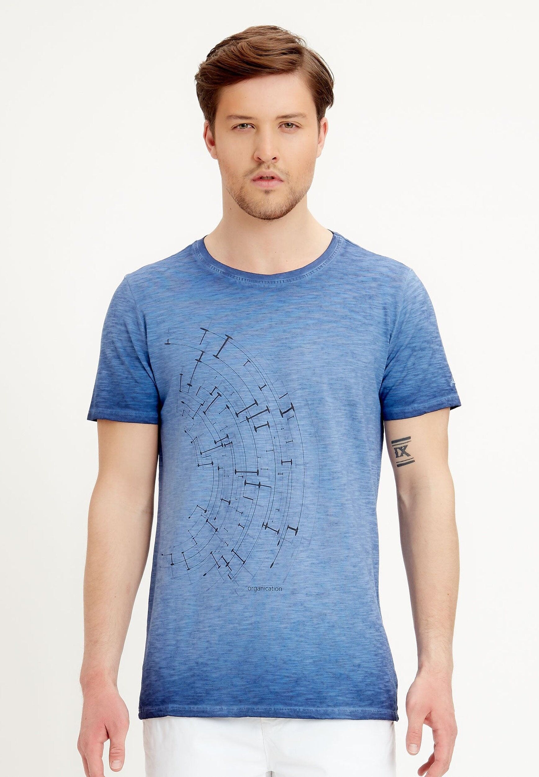 T-shirt in cotone biologico con stampa asimmetrica