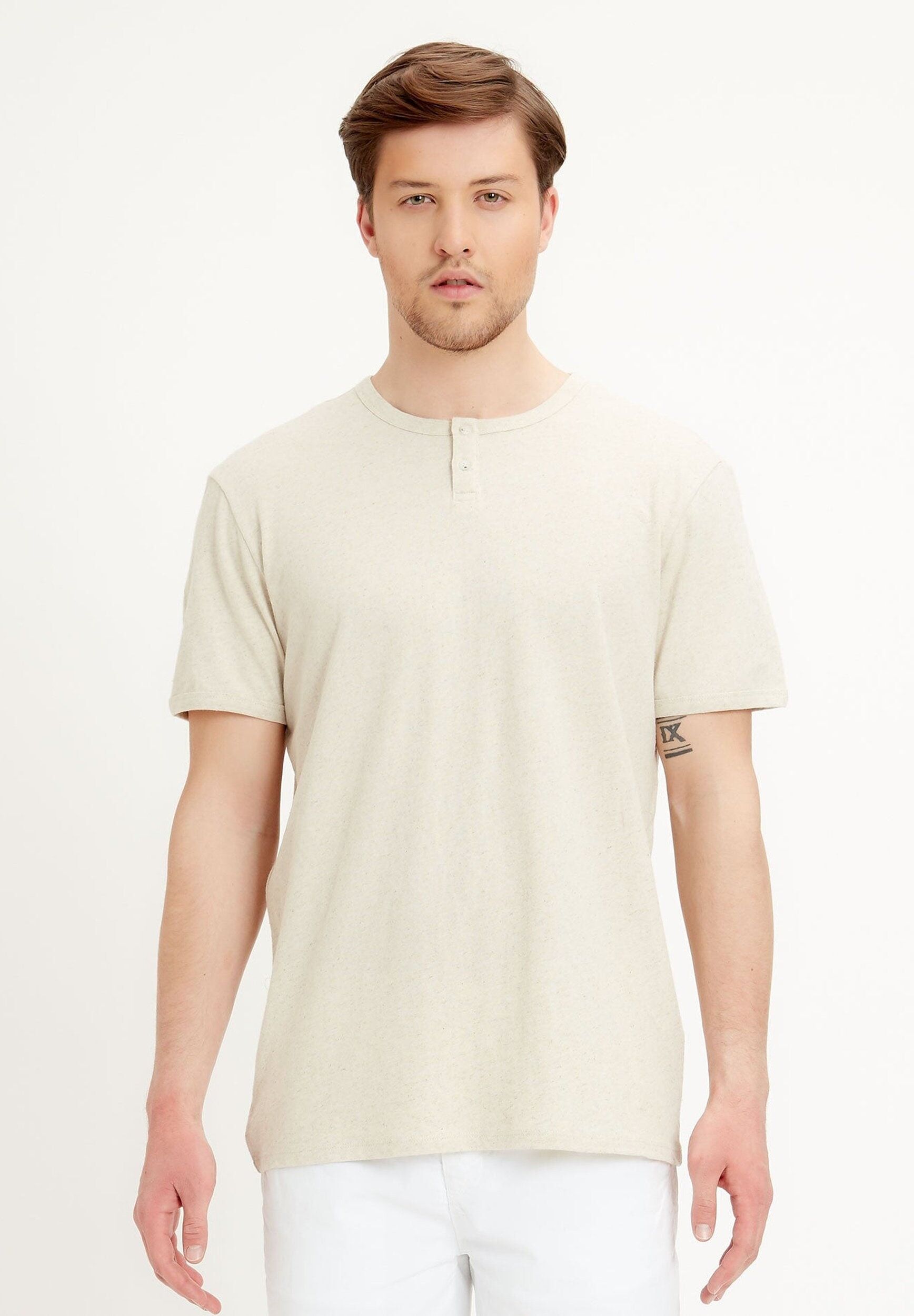 Maglia serafino in misto lino-cotone biologico