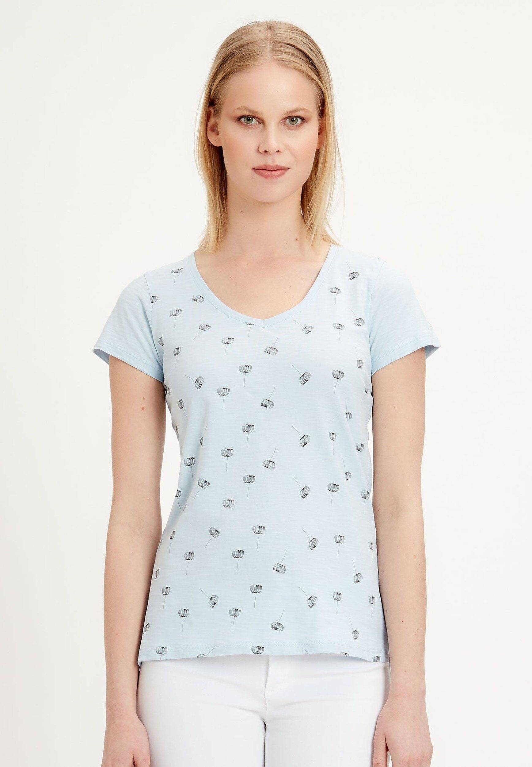 T-shirt in cotone biologico con stampa di tarassaco