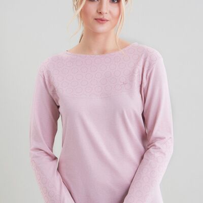 Basic long-sleeved T-shirt in mottled look made from organic cotton