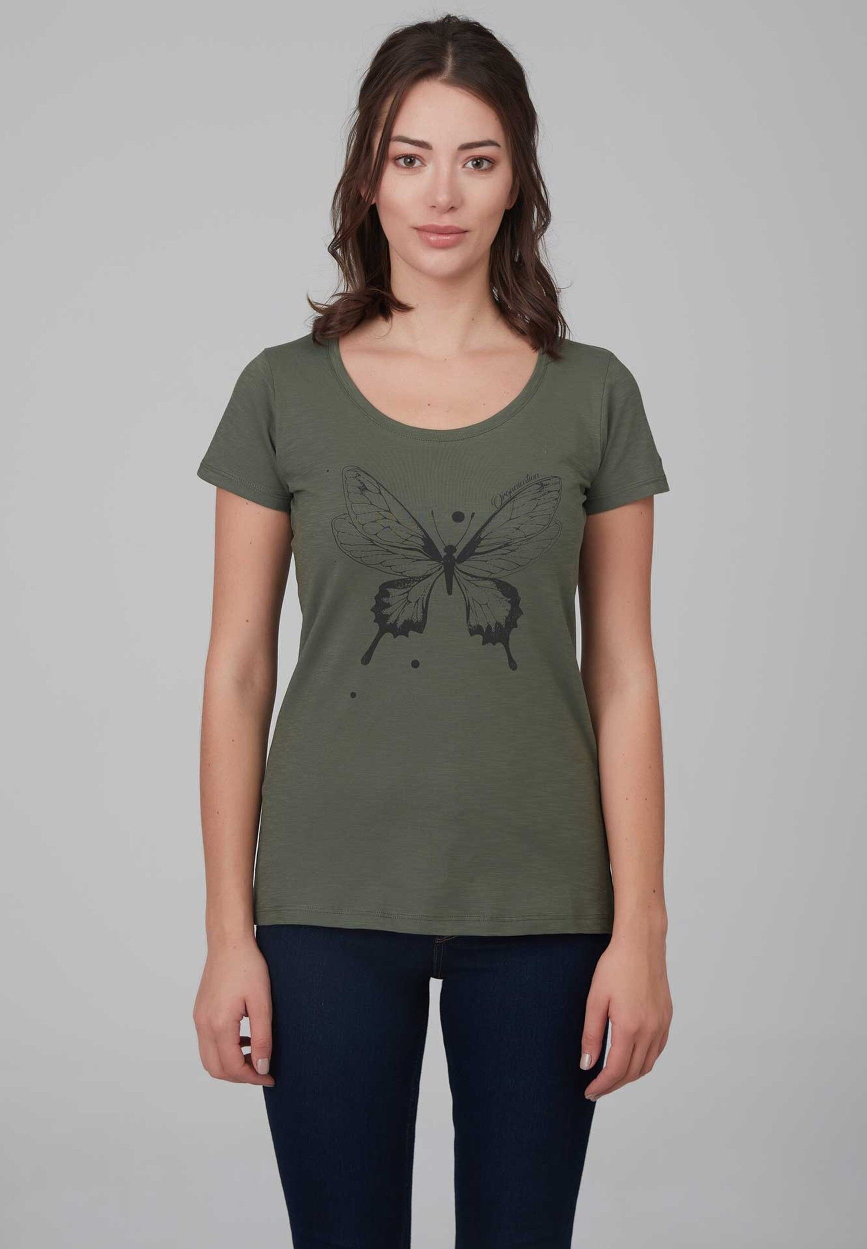 T-shirt in cotone biologico con stampa di farfalle