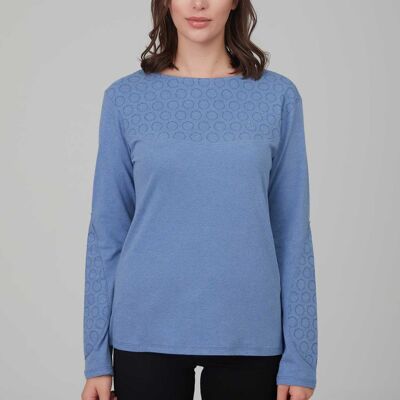 Basic long-sleeved T-shirt in mottled look made from organic cotton