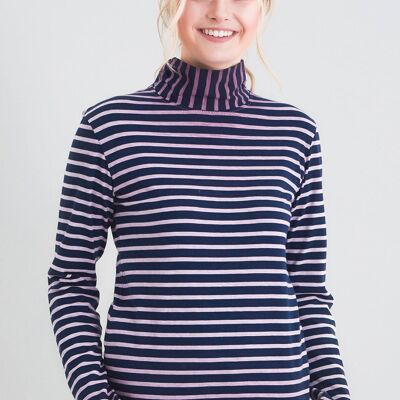 Chemise rayée à col montant en coton biologique