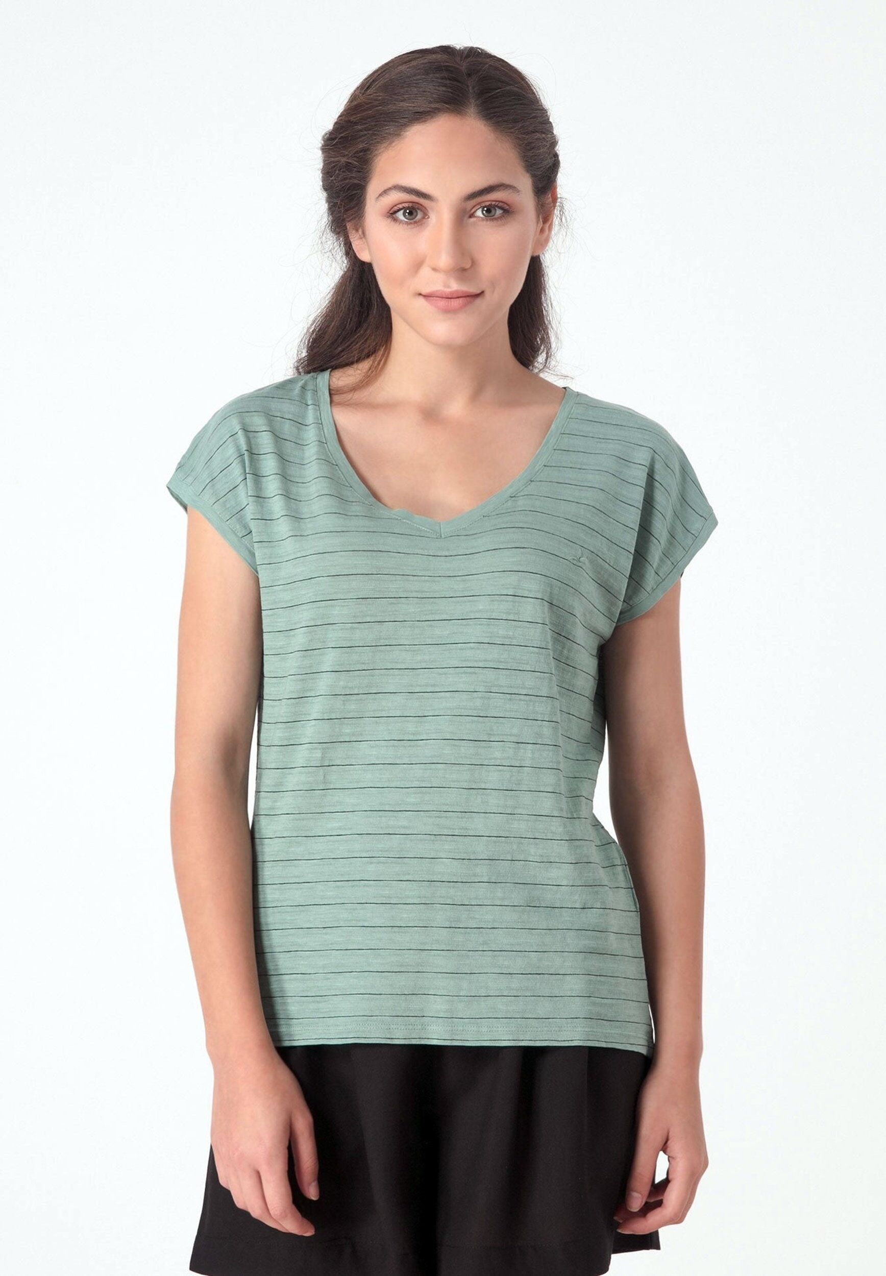 T-shirt a righe in cotone biologico con retro più lungo