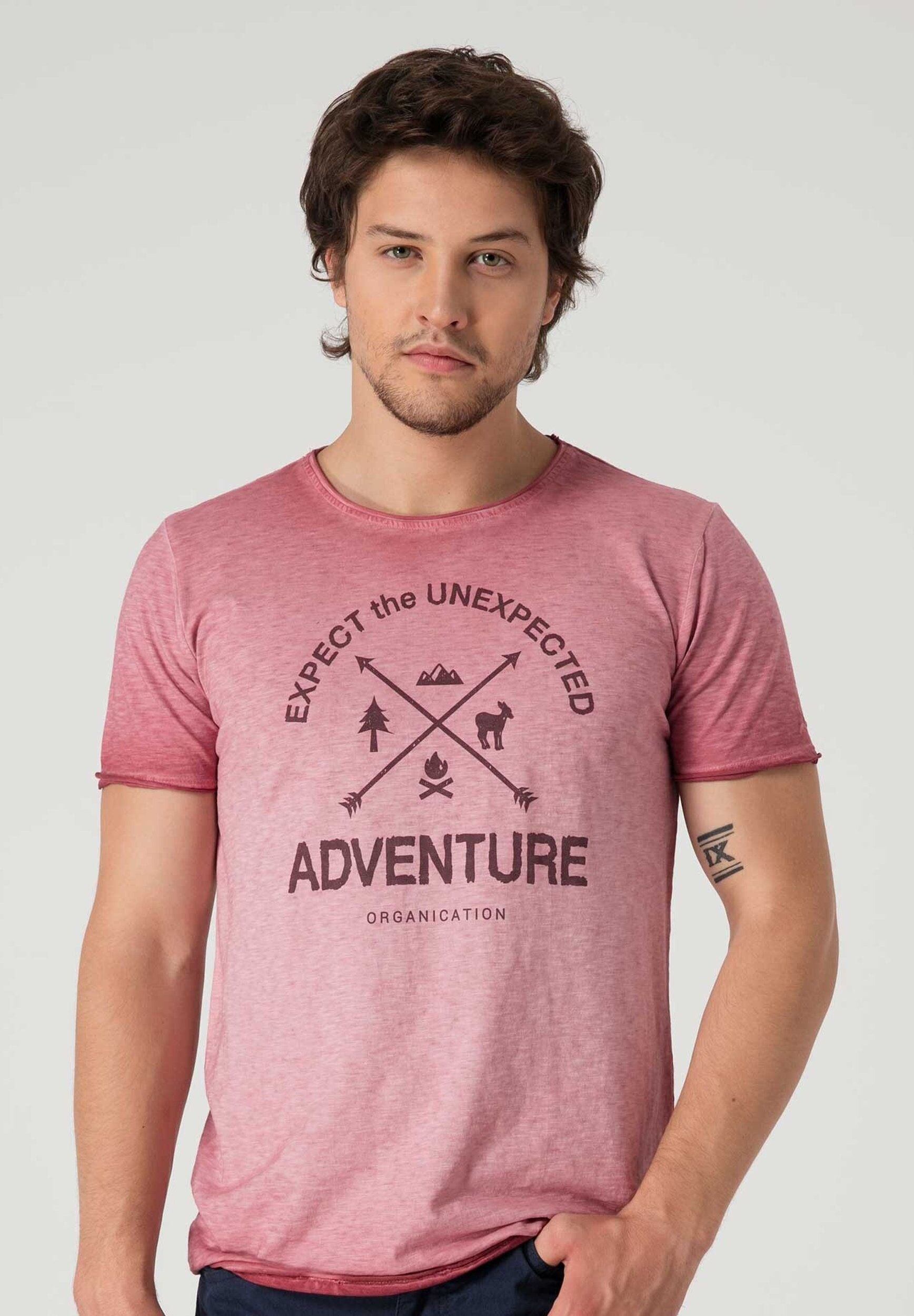 T-shirt stampata realizzata in cotone biologico con taglio vivo