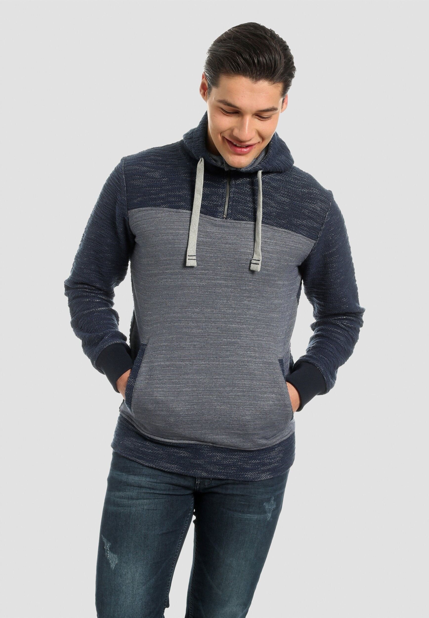 Felpa con cappuccio a mezza zip in cotone biologico