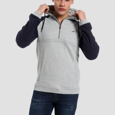 Sweat à capuche demi-zippé en coton bio