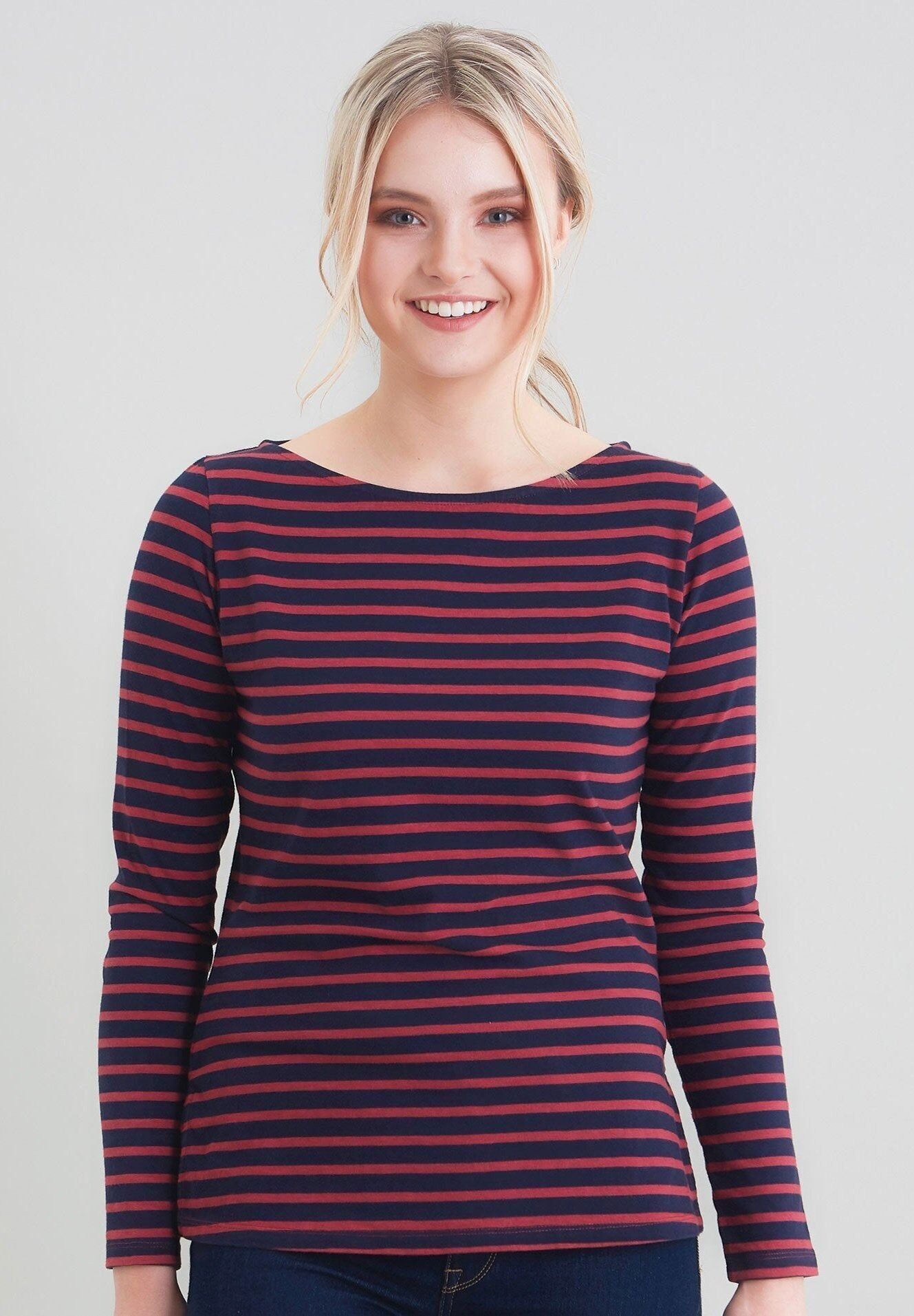 Maglietta a maniche lunghe con un fantastico look a righe realizzata in cotone biologico