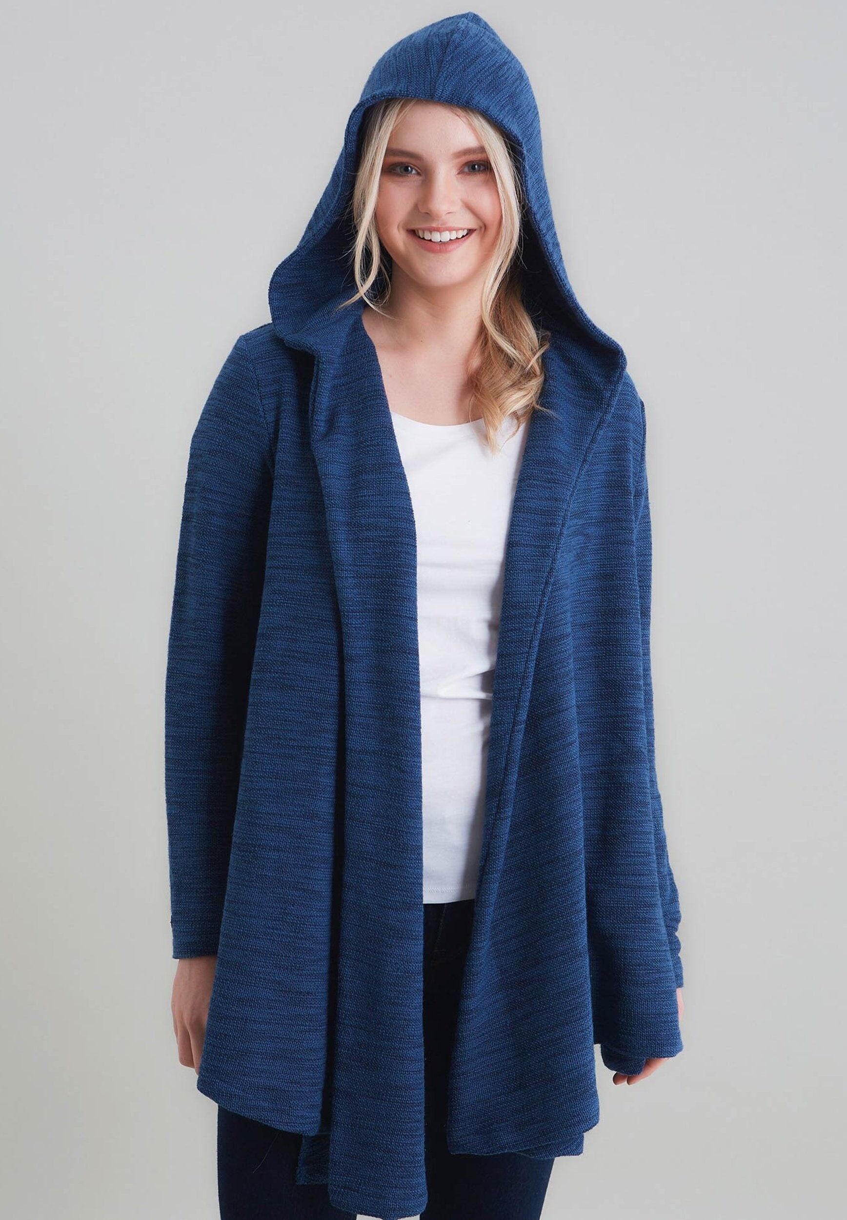 Poncho con cappuccio in cotone biologico