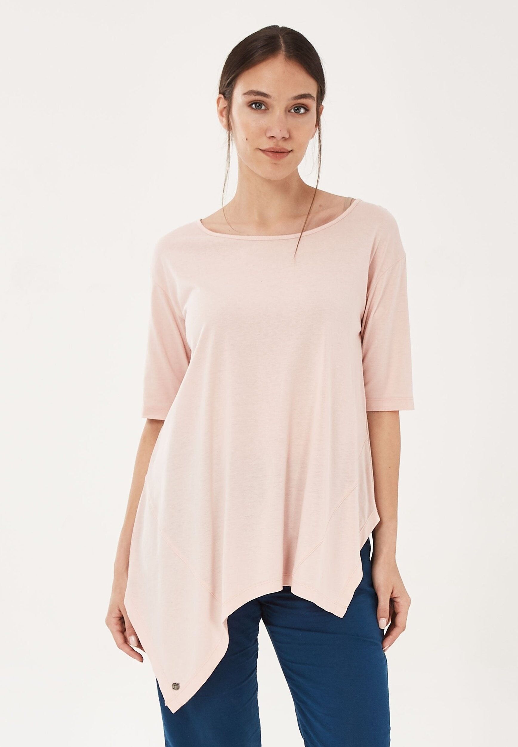 T-Shirt aus TENCEL™ Lyocell-Mix mit Asymmetrischem Saum