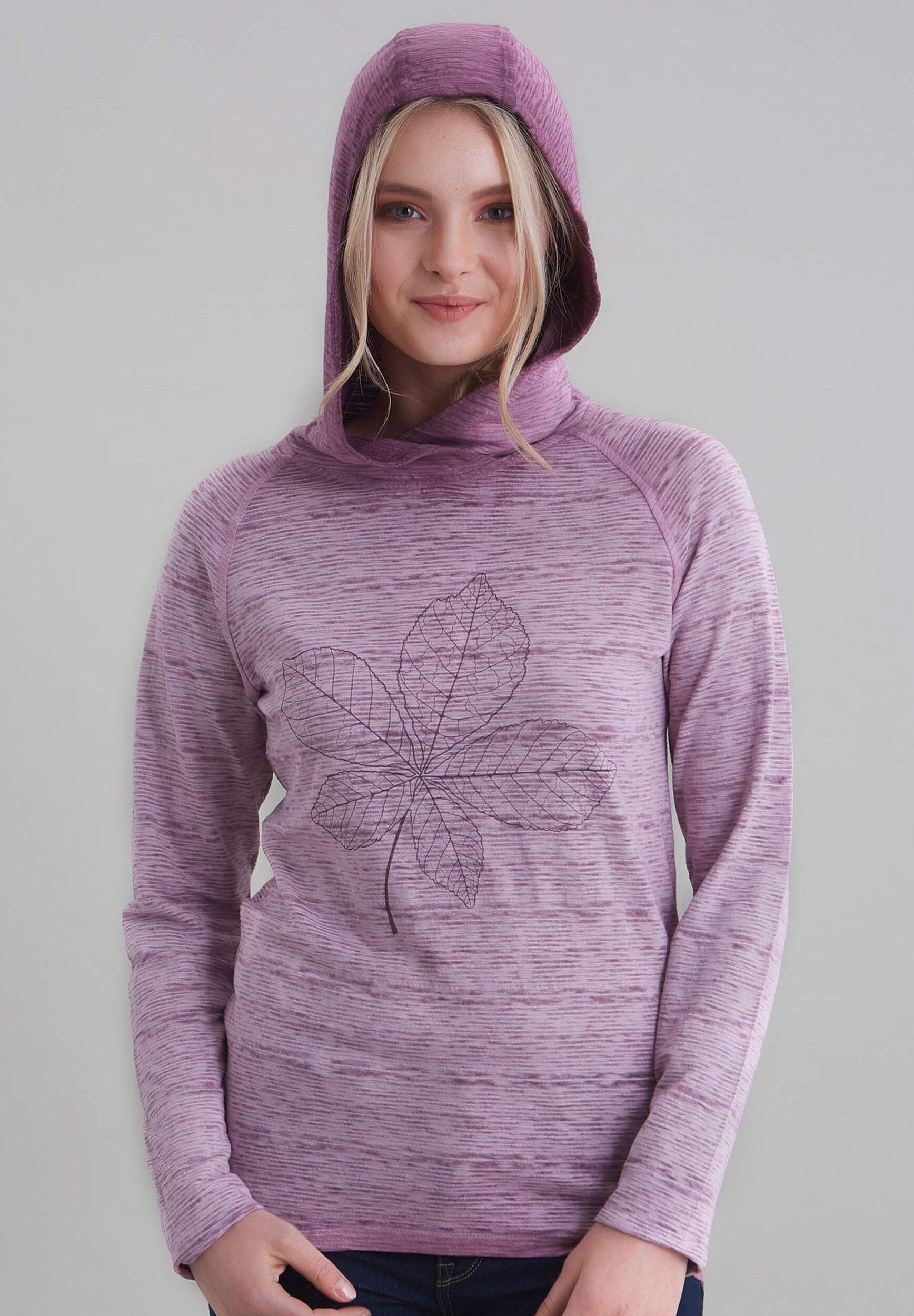 Blumenprint Langarmshirt mit Kapuze aus Bio-Baumwolle