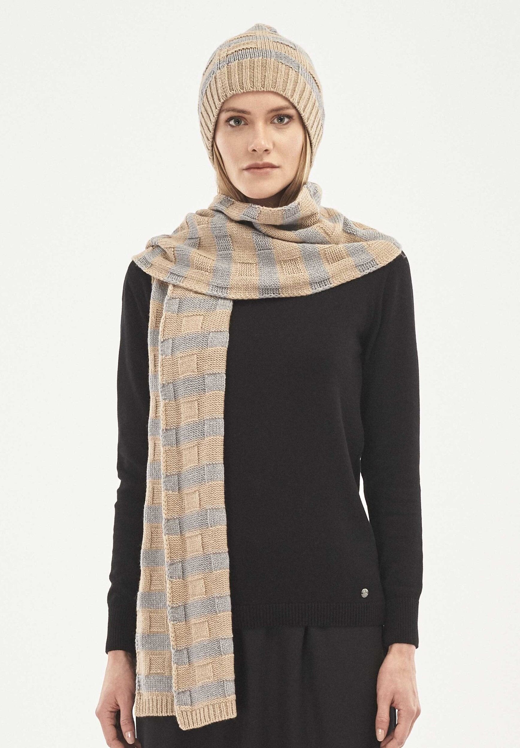 Sciarpa lavorata a maglia in lana merino biologica e cotone biologico