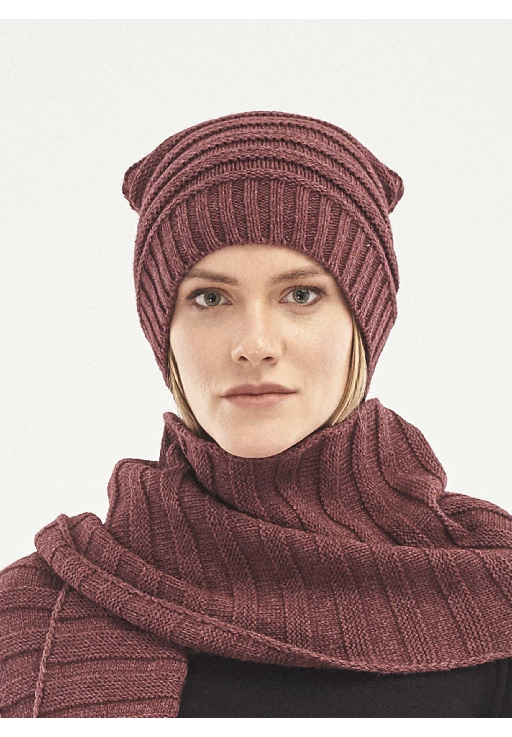 Berretto lavorato a maglia in lana merino biologica e cotone biologico