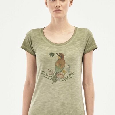 Garment dyed organic cotton T-shirt with print