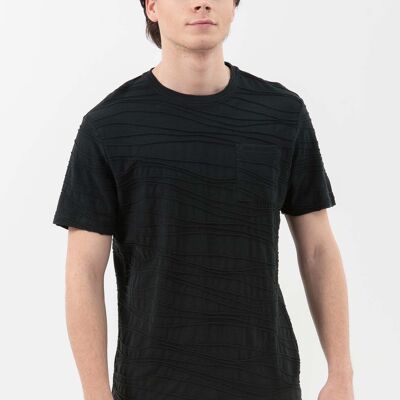 T-shirt en coton biologique à rayures structurées