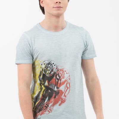 Garment dyed organic cotton T-shirt with print