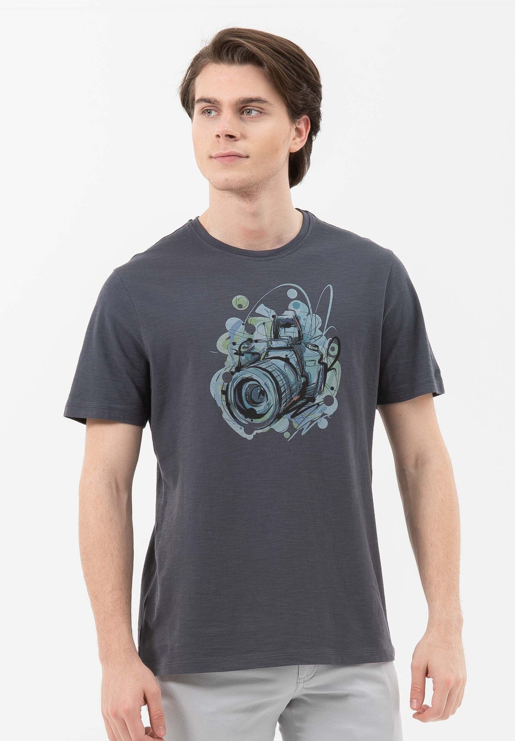 T-shirt in cotone biologico con stampa fotocamera