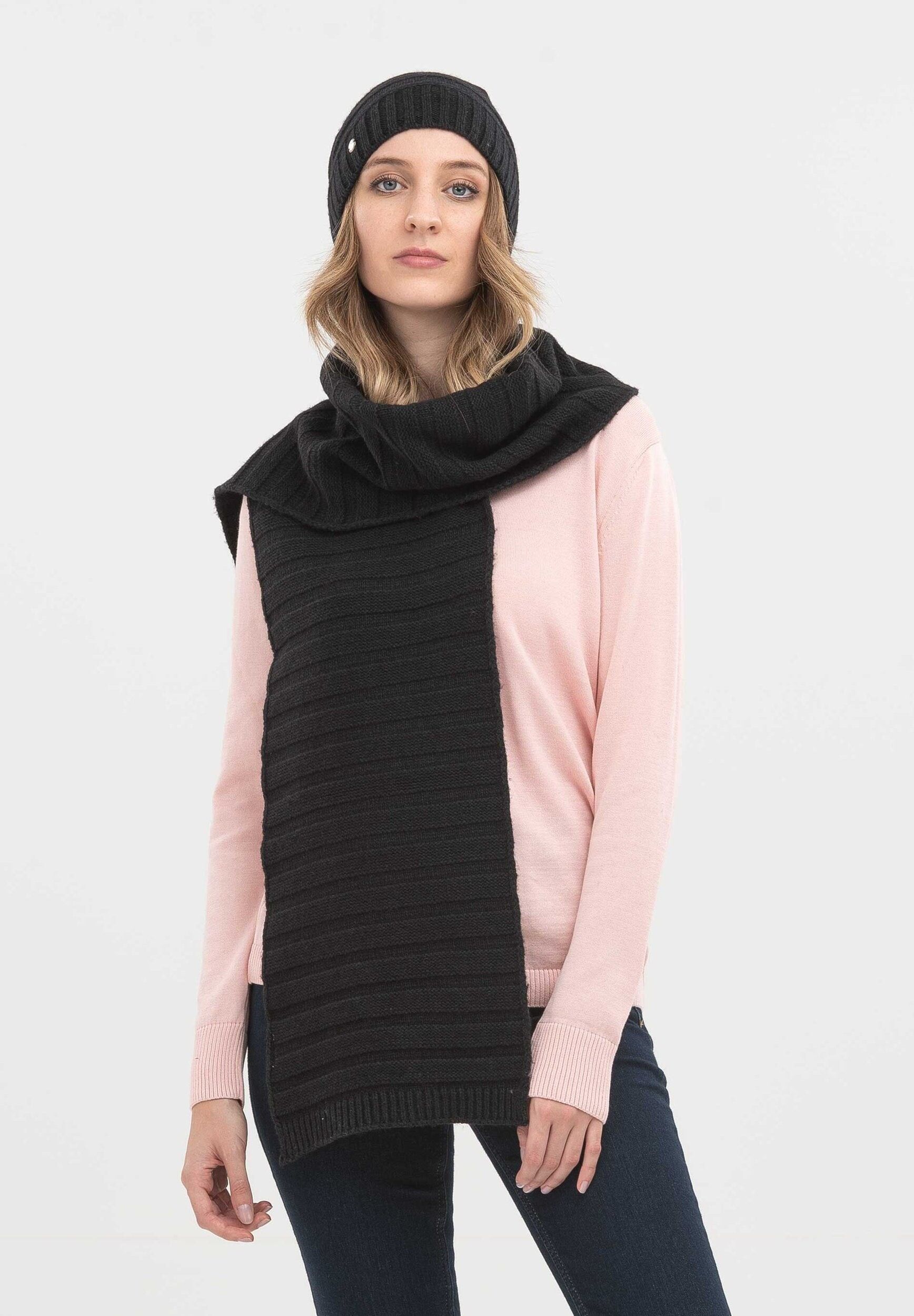 Sciarpa lavorata a maglia in lana merino biologica e cotone biologico