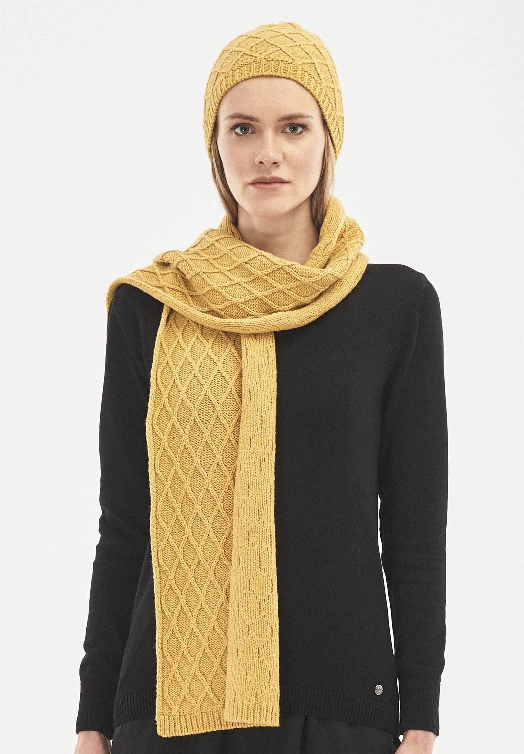 Sciarpa lavorata a maglia in lana merino biologica e cotone biologico