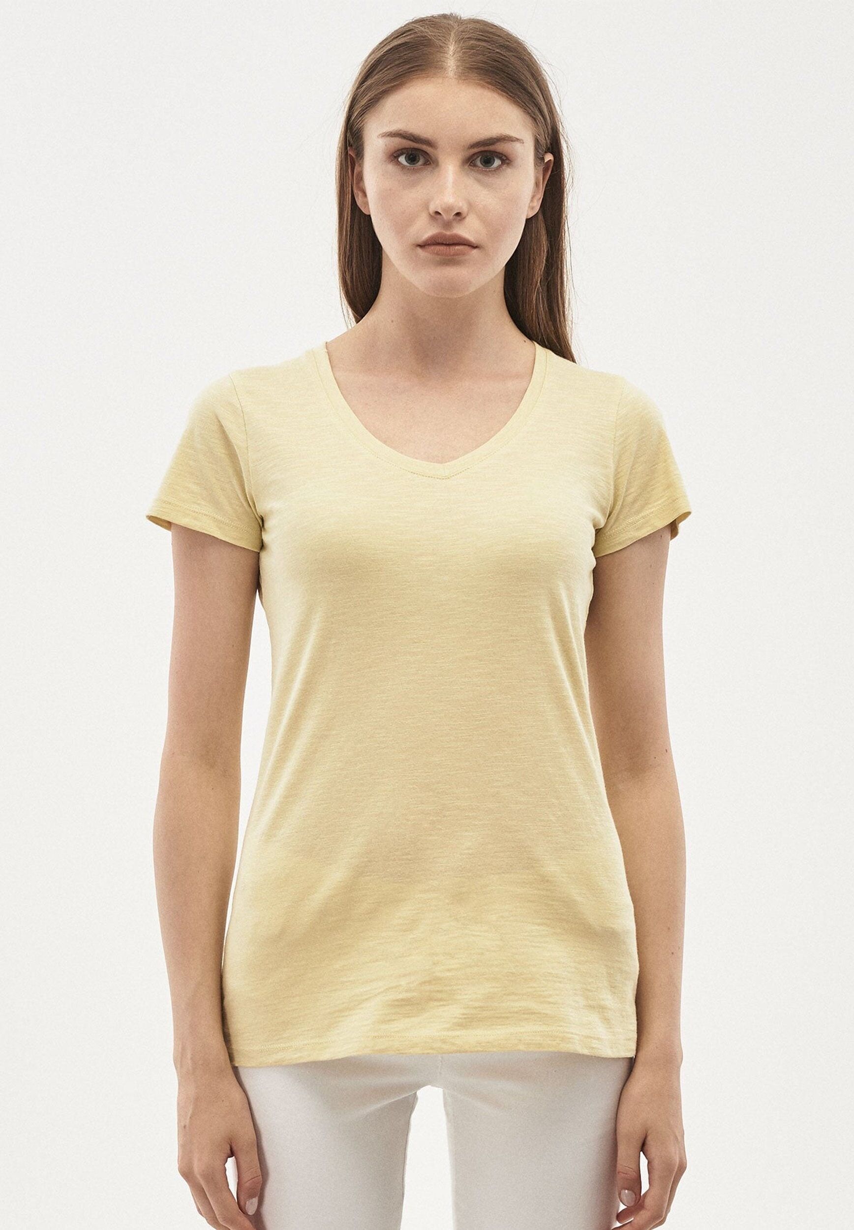 T-shirt basic in cotone biologico con scollo a V