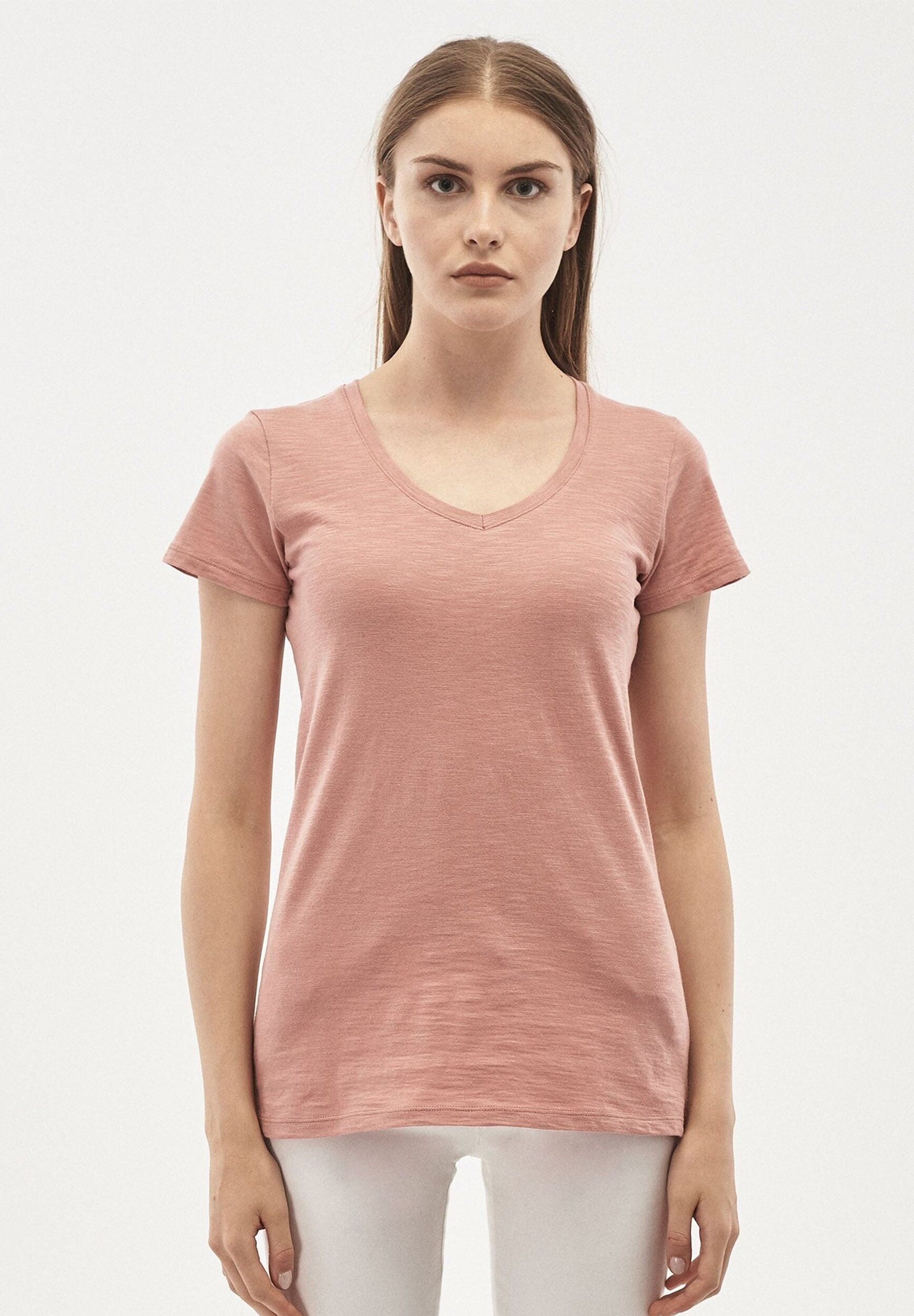 T-shirt basic in cotone biologico con scollo a V