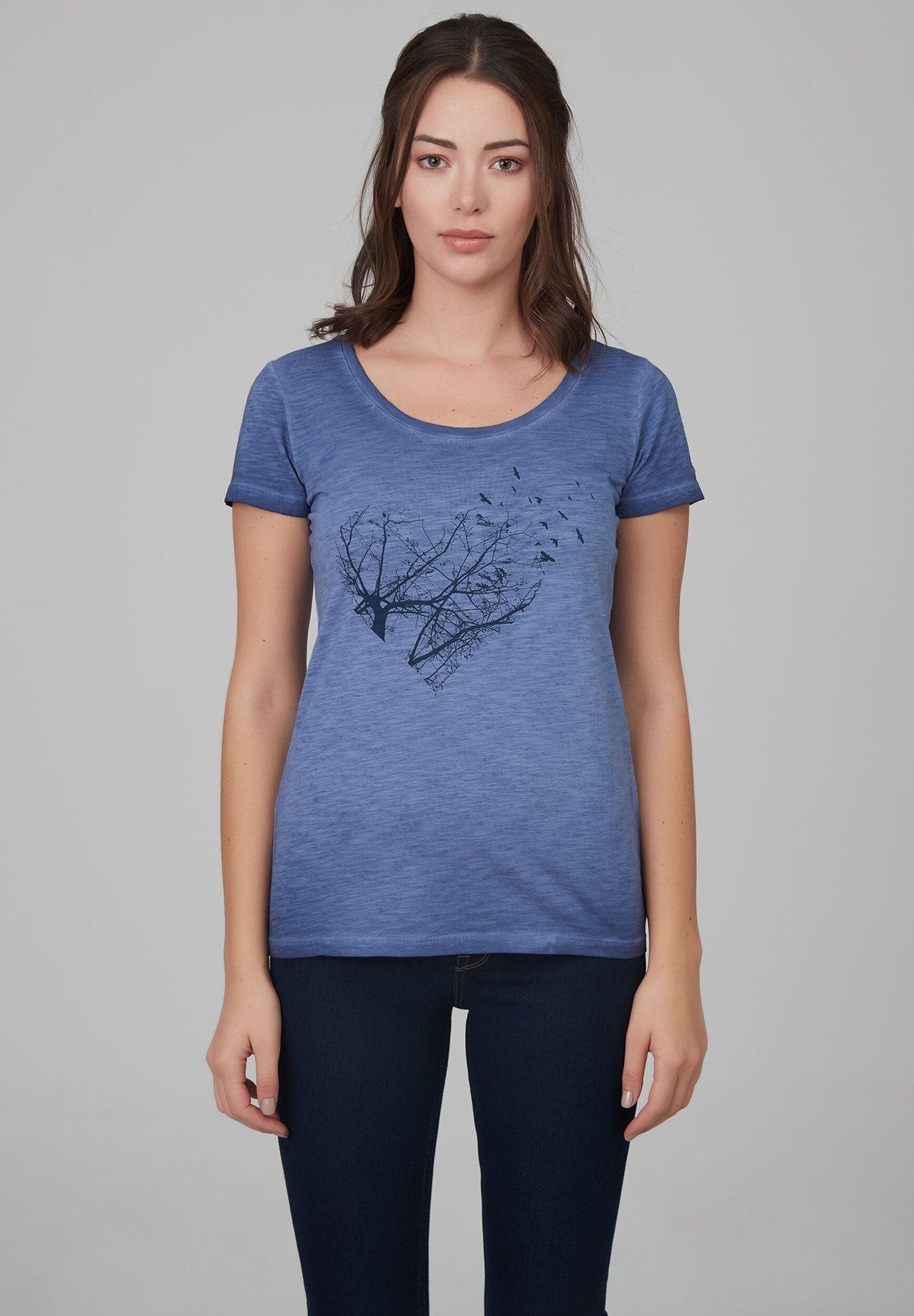 T-shirt tinta in capo realizzata in cotone biologico con stampa di cuori