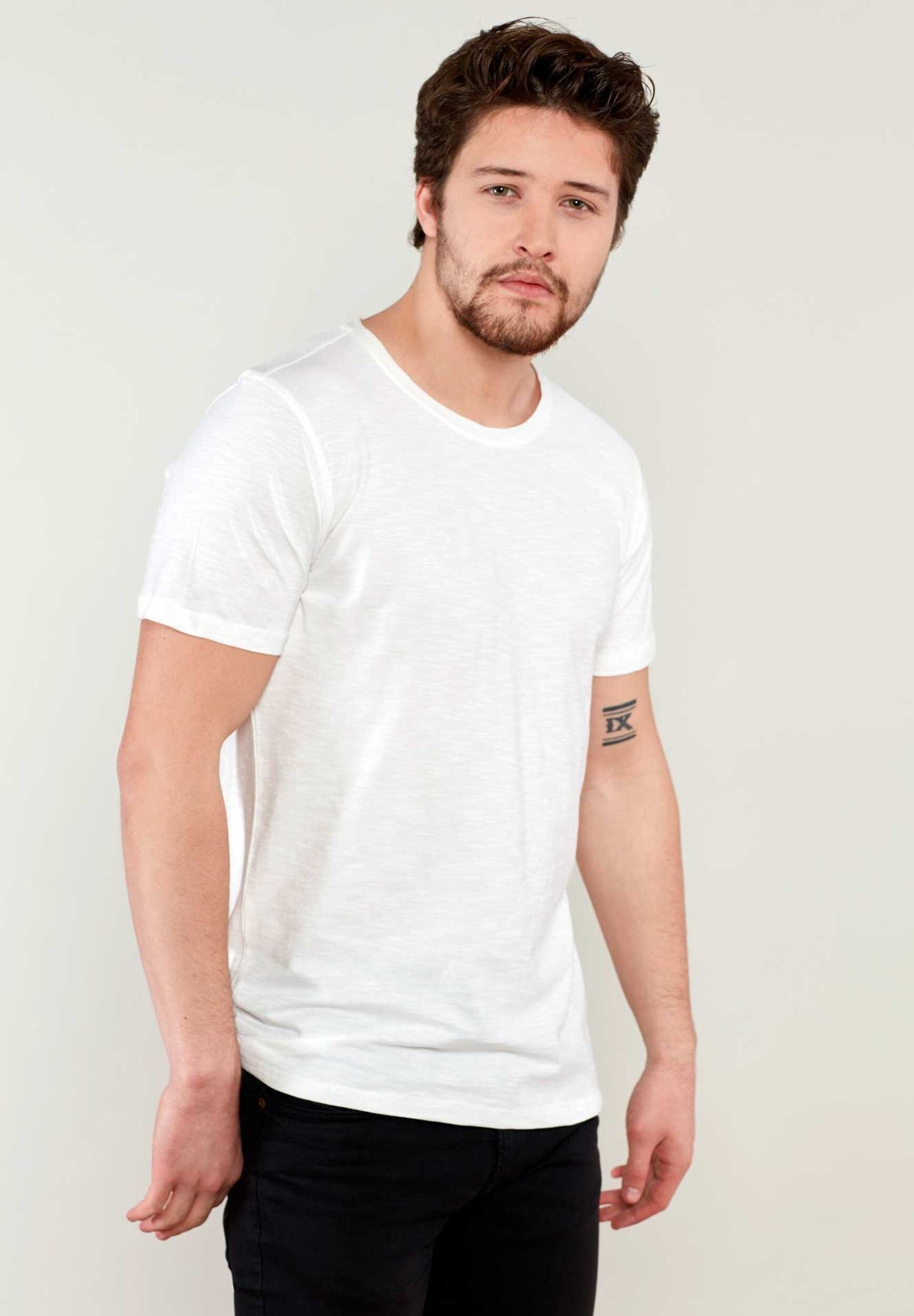 T-shirt basic in cotone biologico in jersey fiammato