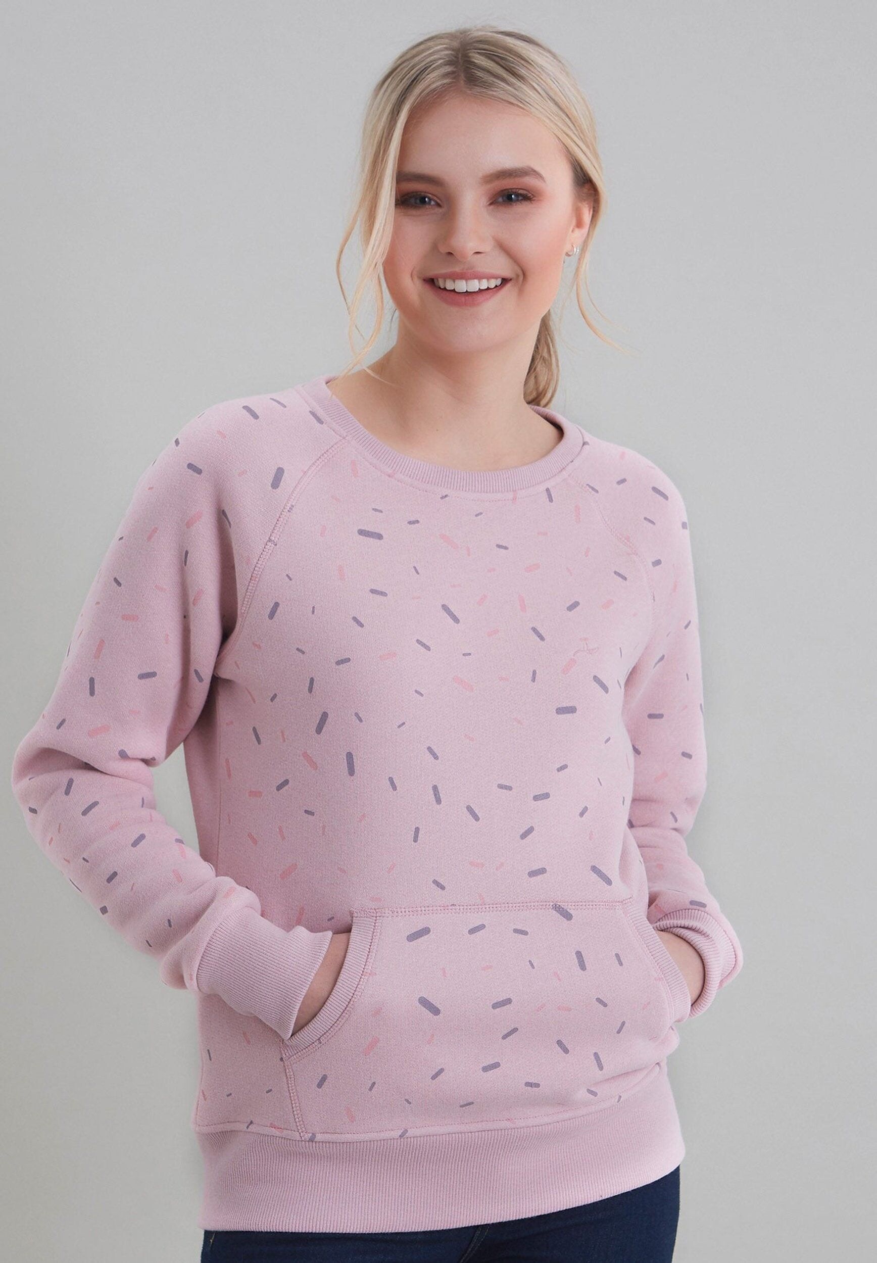 Felpa basic con stampa all-over realizzata in cotone biologico