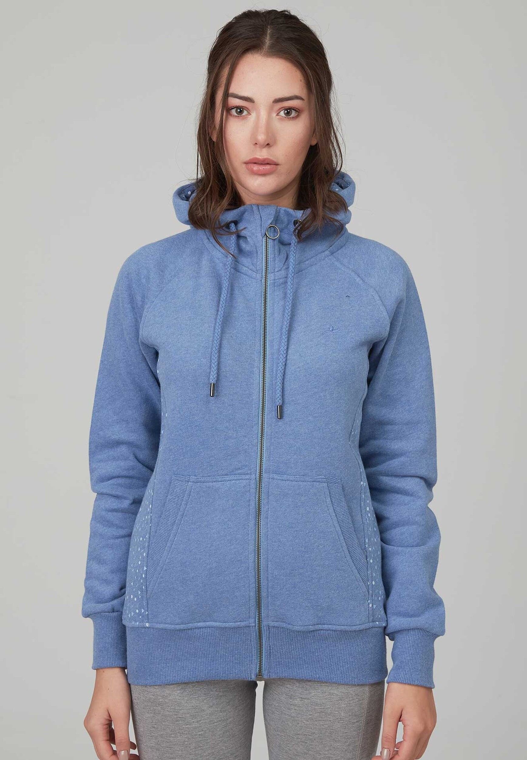 Felpa con cappuccio dal moderno look melange in cotone biologico